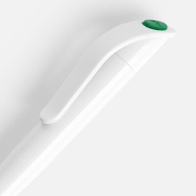 Ручка шариковая Grip, белая с зеленым