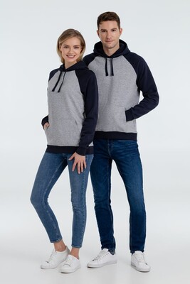 Толстовка унисекс Seattle, серый меланж с темно-синим