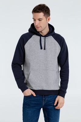 Толстовка унисекс Seattle, серый меланж с темно-синим