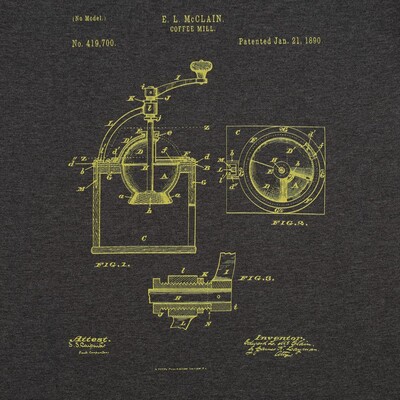 Футболка приталенная Old Patents. Coffee Mill, черный меланж