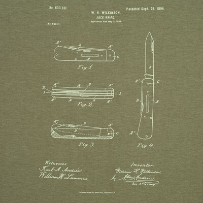 Футболка приталенная Old Patents. Knife, меланж хаки