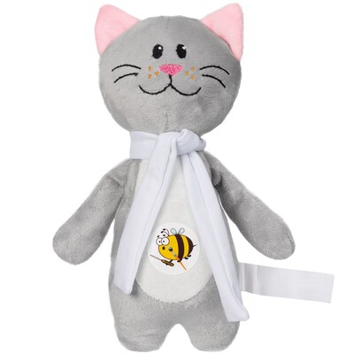 Мягкая игрушка Beastie Toys, котик с белым шарфом