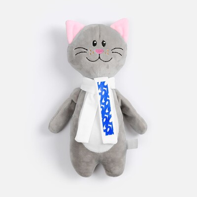 Мягкая игрушка Beastie Toys, котик с белым шарфом