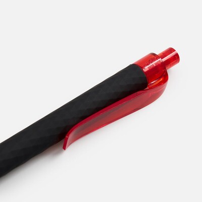 Ручка шариковая Prodir QS01 PRT-T Soft Touch, черная с красным