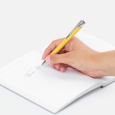 Ручка шариковая Keskus Soft Touch, желтая