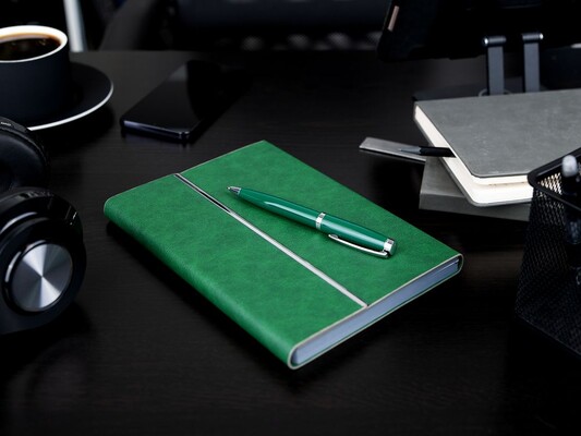 Ручка шариковая Letra Chrome, глянцевая, темно-зеленая