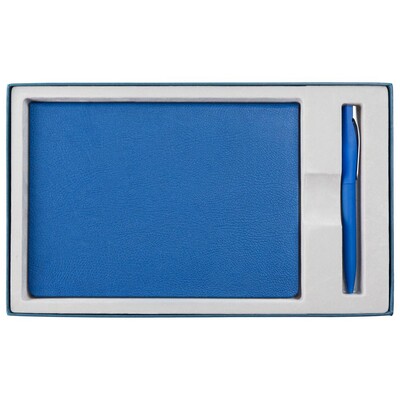 Коробка Horizon с ложементом под ежедневник и ручку, синяя