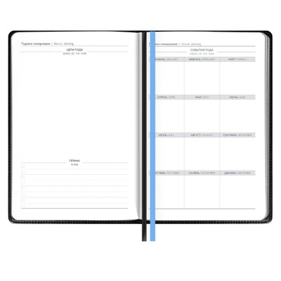 Ежедневник Alanis, недатированный, черный с голубым