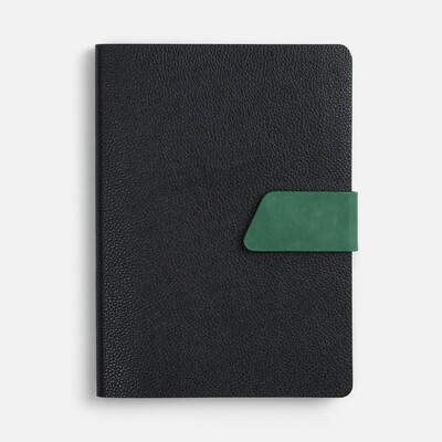 Ежедневник Boom, недатированный, черный с зеленым