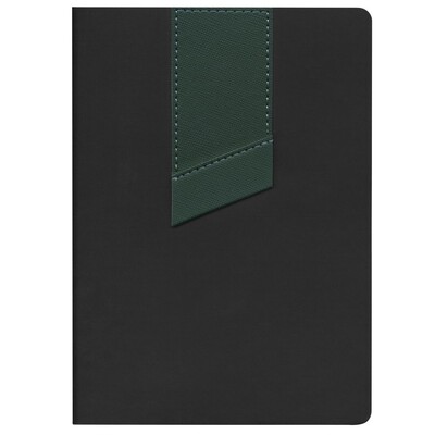 Ежедневник Bookmark, недатированный, черный с зеленым