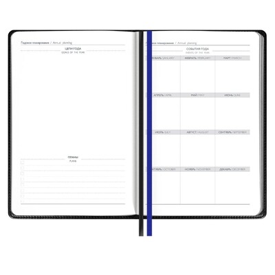Ежедневник Alanis, недатированный, черный с синим
